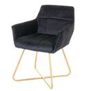 Esszimmerstuhl Retro Design Samt goldene Füsse Schwarz