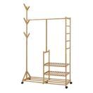 Rollbarer Garderobenständer Bambus 176x100x38cm Rollbarer Garderobenständer Bambus 176x100x38cm