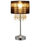 Tischlampe Schwarz 40cmxØ20cm Tischlampe Kristall Textil Lampe