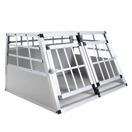 Alu Hundebox Doppelbox klein grau Alu Hundebox Doppelbox klein grau