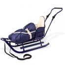 Metall-Schlitten mit Winterfusssack marineblau
