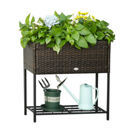 Rattan Hochbeet mit Ablage 70x30x72cm Rattan Hochbeet mit Ablage 70x30x72cm