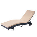 Rattan Liegestuhl Sonnenliege Anthrazit, Kissen Beige Rattan Liegestuhl Sonnenliege Anthrazit, Kissen Beige