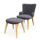 Sessel mit Hocker NEVIO anthrazit