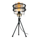 Tischlampe Burton E27 Metall Glas Schwarz Tischlampe Burton E27 Metall Glas Schwarz