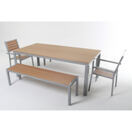 Tisch 200 cm + 2 Stühle + 2 Bänke, braun Tisch 200 cm + 2 Stühle + 2 Bänke, braun