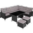 Rattan Lounge Barletta - schwarz/grau