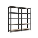 Steckregal 2er-Set Schwerlastregal Lagerregal 5 Böden 40x90x180cm Stahl Schwarz