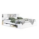 Bett Holz MADELYN mit Stauraum und Schublade 180 x 200 cm weiss Bett Holz MADELYN mit Stauraum und Schublade 180 x 200 cm weiss