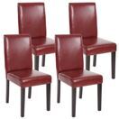 4x Esszimmerstuhl Littau ~ Kunstleder rot-braun dunkle Beine