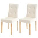 2x Esszimmerstuhl ~ Kunstleder creme helle Beine 2x Esszimmerstuhl ~ Kunstleder creme helle Beine