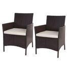 2x Poly-Rattan Gartensessel Halden braun-meliert Kissen creme 2x Poly-Rattan Gartensessel Halden braun-meliert Kissen creme