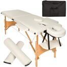 2 Zonen Massageliege-Set Freddi mit 5cm Polsterung, Rollen und Holzgestell beige