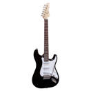 E-Gitarre Massivholz schwarz mit Kabel