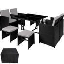 Rattan Sitzgruppe Bilbao 4+4+1 mit Schutzhülle - schwarz/grau Rattan Sitzgruppe Bilbao 4+4+1 mit Schutzhülle - schwarz/grau