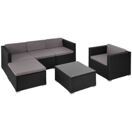 Rattan Lounge Lignano mit Sessel schwarz Rattan Lounge Lignano mit Sessel schwarz