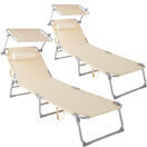 2 Gartenliegen 4-stufig mit Kopfpolster beige