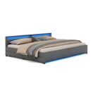 Lederbett LED LUNARA 280 x 200 cm anthrazit Lederbett LED LUNARA 280 x 200 cm anthrazit