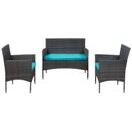 Gartenset Rattan MALIA grau/türkis
