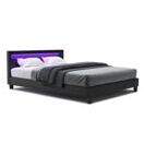 Lederbett LED LIGHTS 160 x 200 cm schwarz