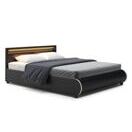 Lederbett LED SIESTA 160 x 200 cm schwarz