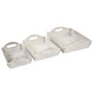 3er Set Serviertablett Holztablett Shabby-Look ~ weiss