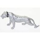 Deko Figur Leopard 59cm, Skulptur Panther ~ silber matt