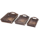 3er Set Serviertablett Holztablett Shabby-Look ~ braun 3er Set Serviertablett Holztablett Shabby-Look ~ braun