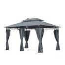Gartenpavillon LED 3 x 4 m grau