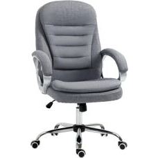 Bürostuhl 360° Ergonomisch Wippfunktion Grau Leinen