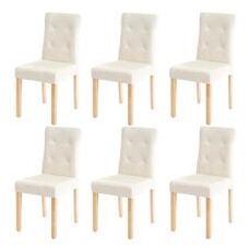6x Esszimmerstuhl ~ Kunstleder creme helle Beine