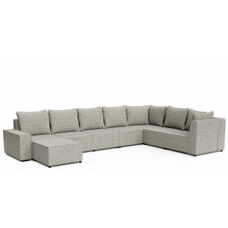 Ecksofa JAVIN 7-Sitzer grau
