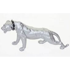 Deko Figur Leopard 59cm, Skulptur Panther ~ silber matt