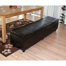 Sitzbank Truhe Kriens XXL Leder ~ schwarz