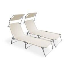 Liegestuhl Sonnenliege beige 2er Set