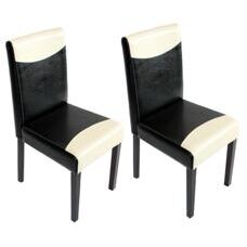 2x Esszimmerstuhl Littau schwarz-creme dunkle Beine