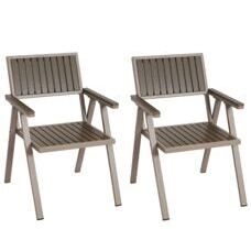 2er-Set Gartenstuhl Balkonstuhl Stuhl Outdoor Alu Gestell champagner grau