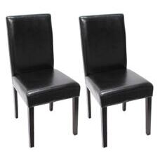 2x Esszimmerstuhl Littau ~ Leder schwarz dunkle Beine