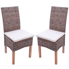 2x Esszimmerstuhl Kubu-Rattan ~ mit Sitzkissen