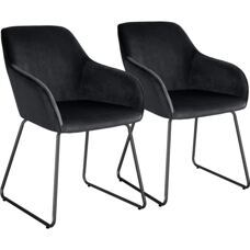 Esszimmerstuhl Jeane Samtoptik schwarz/schwarz 2er Set