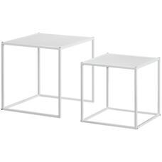 Couchtisch 2er-Set modern Design Stahlgestell Weiss