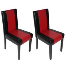 2x Esszimmerstuhl Littau schwarz-rot dunkle Beine