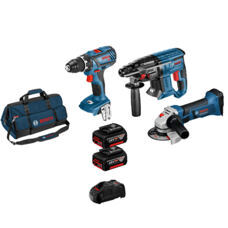 Bosch 3tlg.Profi-Set GSR 18V-28, GBH 18V-21, GWS 18-125 V-LI, 2x 5.0 Ah Akkupack,GAL 1880 CV, Tasche