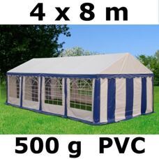 Profi PVC Partyzelt 4x8m, blau/weiss