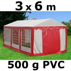 Profi PVC Partyzelt 3x6m rot/weiss