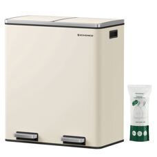 Mülleimer Abfalleimer Fusspedal luftdicht 2x30L Metall Creme