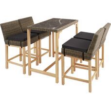 Rattan Bartisch Kutina mit 4 Stühlen Latina natur