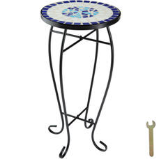 Balkontisch Blumenhocker Mosaik weiss/blau