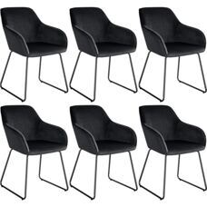 Esszimmerstuhl Jeane Samtoptik schwarz/schwarz 6er Set