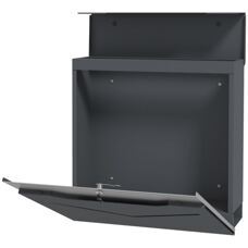 Wandbriefkasten Briefkasten mit Zeitungsfach 37x105x37cm Stahl Anthrazit